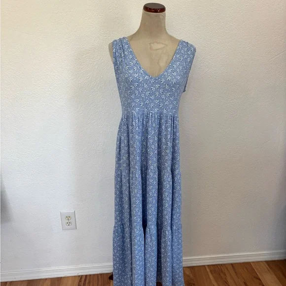 See You Monday Blue Floral Tiered Maxi Dress - Picture 7 of 7